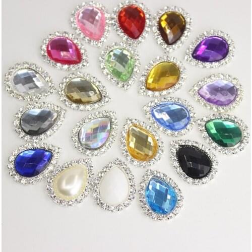 10 pcs metal acrylic water droplets size 13*18 senior mm diamond buttons diy hair accessories, invited to the wedding decoration