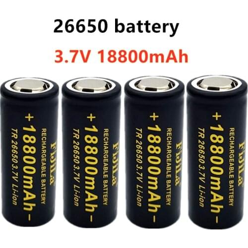 100% Original high quality 26650 battery 18800mAh 3.7V 50A lithium ion rechargeable battery for 26650 LED flashlight+ charger