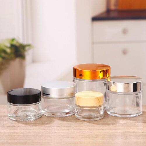 100pcs Bulk 5G-100G Mix Lid Refillable Bottles Glass Empty Jars Mini Pots Eye Shadow Face Cream Lip Balm Cosmetic Containers Jar