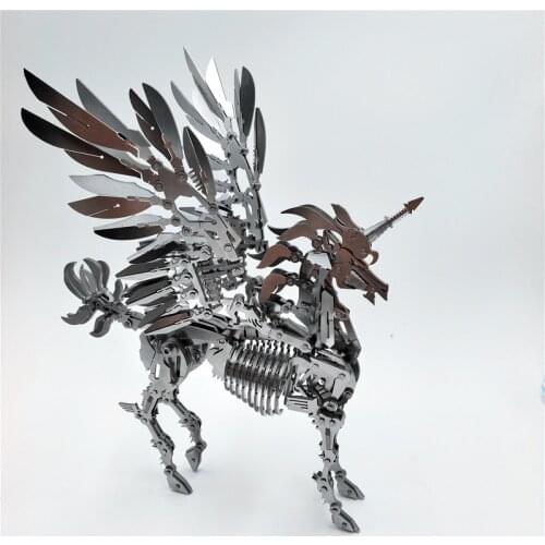 3D Overlord Fire-Breathing Ice Dragon Unicorn Horse DIY Metal Puzzle Game Assembly Childrens Toys Gift Assembly Ornaments