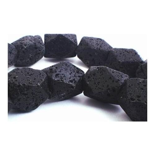 Black Lave Beads Volcanic rock pendant beads,1strands Natural Volcanic rock 15x20mm faceted nugget jewelry beads,15"/strand