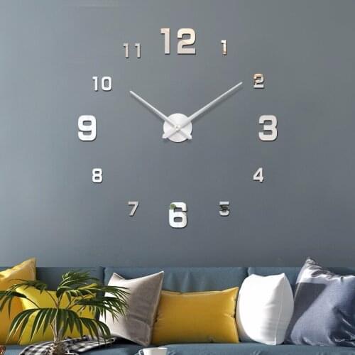 Large Wall Clock Watch 3D Big Wall Clock Modern Design Rushed Quartz Clocks Fashion Watches Mirror Sticker DIY Living Room Decor
