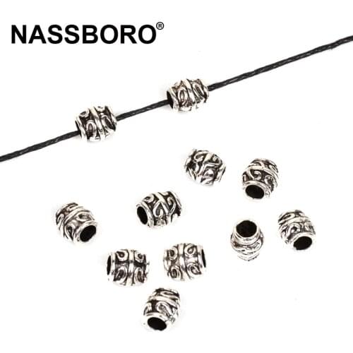 7x8MM Big Hole Metal Beads Tibetan Silver Loose Spacers Beads Bracelet Jewelry Making Needlework Wholesale DIY Accessories