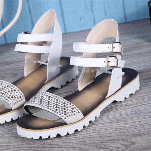 Christia Bella Summer Geniune Leather Rhinestone Mens Rome Wind Sandals White Outdoor Walking Male Plus Size Buckle Sandals