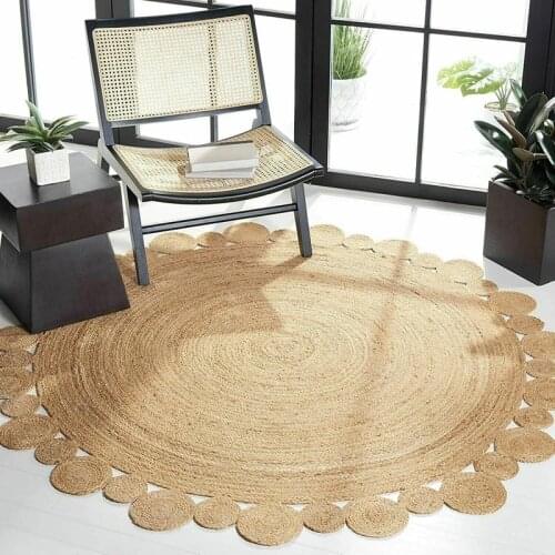 Jute Circular Carpet Weaving Style 100% Pure Natural Jute Decorative Carpet Home Decoration Carpet Modern
