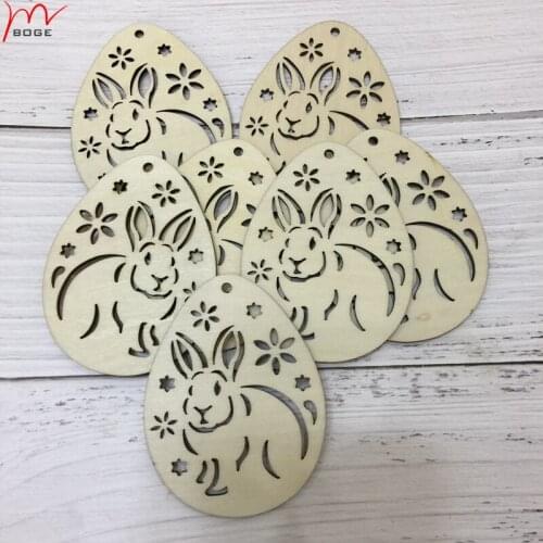 50pcs laser cut out wooden easter bunny wood carving disc home decoration pieces