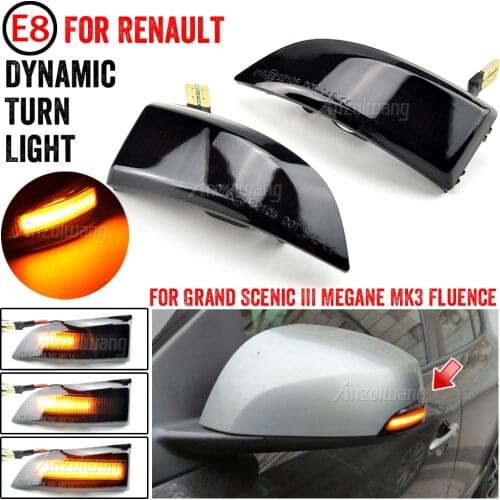 For Renault Megane MK3 LED Side Wing Rearview Mirror Indicator Blinker Light Dynamic Sequential Flashing Turn Signal Lights