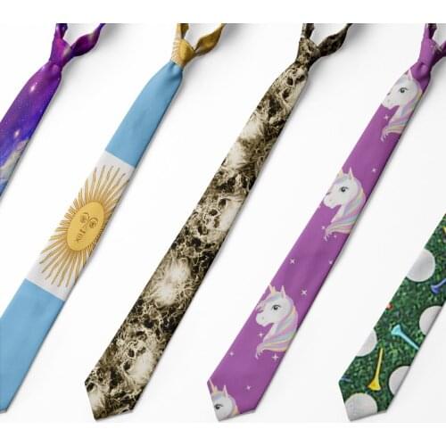 Men Tie Polyester 8CM Cotton Unicorn Sky Print Harajuku Neck Ties For Men Business Causal Fashion Party Wedding Accessories