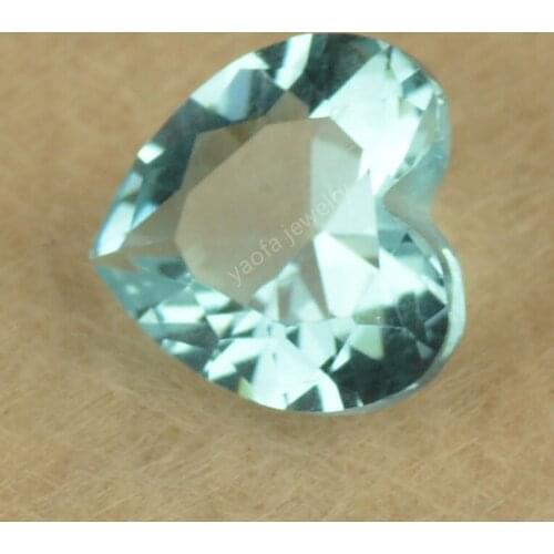 Hot Sale 3x3~12x12mm 5A Light Sea Blue Color Aquamarin-e Heart Shape Synthetic Gems Loose Beads Glass Stone For Jewelry