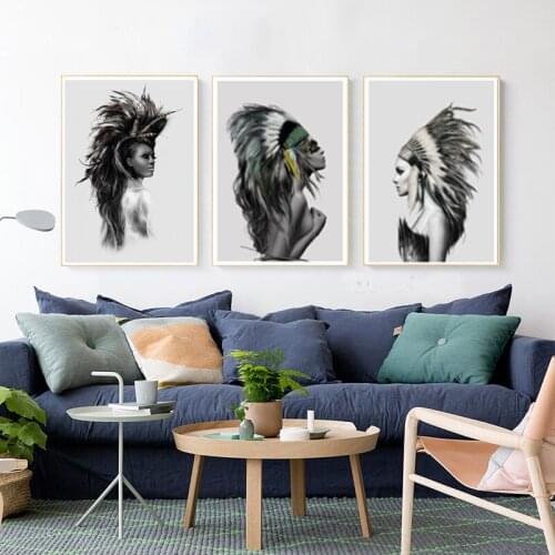 Indian Home Living Room Decorative Painting Nordic Frameless Painting Core Abstract Feather Canvas Hanging Canvas Wall Art