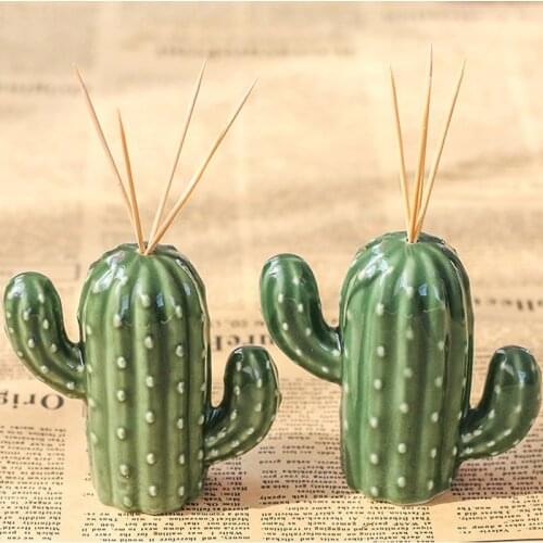 Cactus Toothpick Holder Cute Ceramics Toothpick Dispenser Cleaning Teeth Household Tools Toothpick Organizer