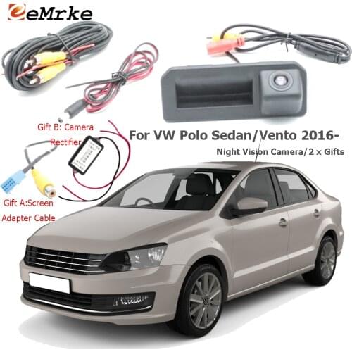 EEMRKE Trunk Handle Camera for Volkswagen Vento / Polo Sedan 2016 2017 2018 CCD HD Night Vision Car Rear Backup Camera