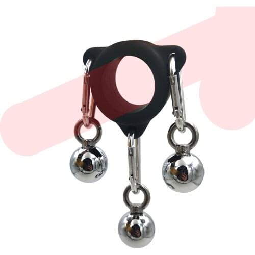 Stainless Steel Penis Ring Long Chain Heavy Pendant Weight Training Ball Stretcher Chastity Cbt BDSM Cock Ring Sex Toys For Men