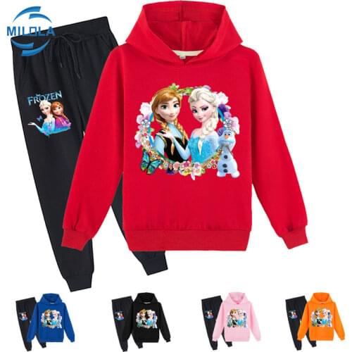 Disney Childrens Clothes Frozen Baby Pantsuit Kids Pullover Set Boys Girls Casual Cartoons Two-piece Children Clothing Set