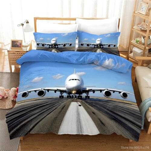 2/3pcs Aircraft Plane 3D Bedding Set Queen King Size Duvet Cover / Comforter Cover & Pillowcase Set Quilt Cover Set Home Textile