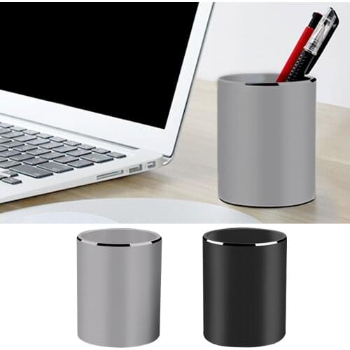 Round Aluminium Alloy Pencil Holder Pot Desktop Stationery Storage Organizer Cup Container for Pencil Pen Makeup Brushes Ruler