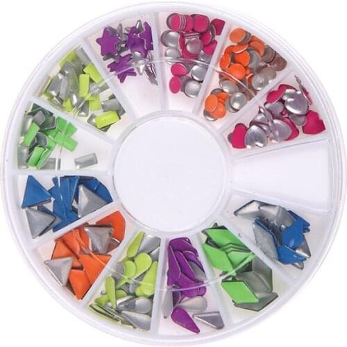 Multicolor Many Shapes Metal Nails Art Sticker Glitter Fashion Alloy Wheel Charms For 3D Nail Phone Case Garments Decoration DIY