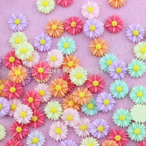Set of 100pcs Decoden Daisy Bloom Flower Cabochons Cab Assorted Colors for Cell Phone, Hairwear Decor DIY Free Shipping