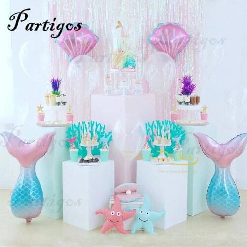 2pcs 85cm Helium Air Inflatable Foil Mermaid Tail Balloons Birthday Party Decorations Kids The Little Mermaid Party supply