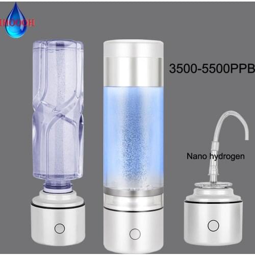 SPE/PEM Nano Hydrogen Rich Generator Alkaline Water Ionizer Bottle 5500PPB Healthy Portable Multifunction Pure H2 Gas Ventilator