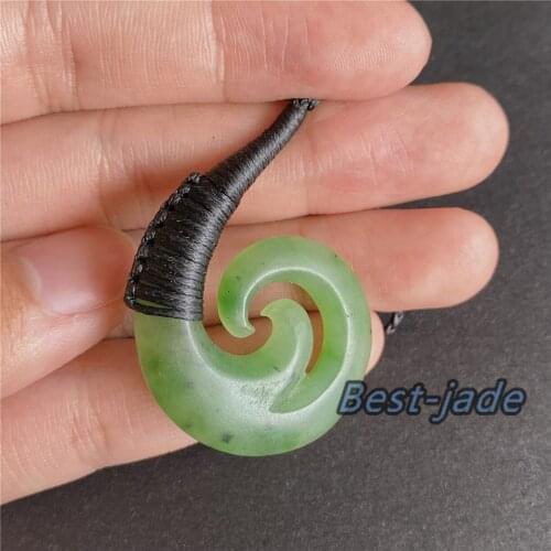 Natural Green Nephrite Twist pendant Maori style Jewelry gift Female NZ POUNAMU Necklace Canadian jade Aquaman Greenstone