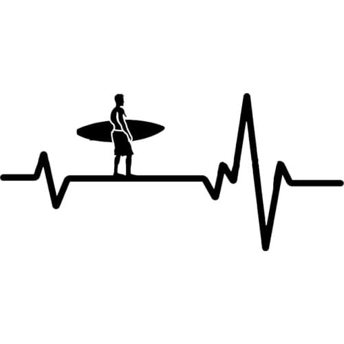 Personality Car Stickers Personality Fun Surfer Heartbeat Line Surfboard Car Decoration Stickers Creative for Various Models