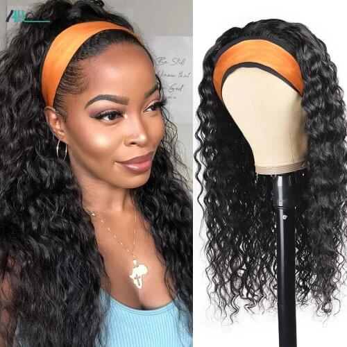 Headband Wig Human Hair Water Wave Indian Hair Wigs Remy Human Hair Wigs For Black Women Machine Made Fuduete
