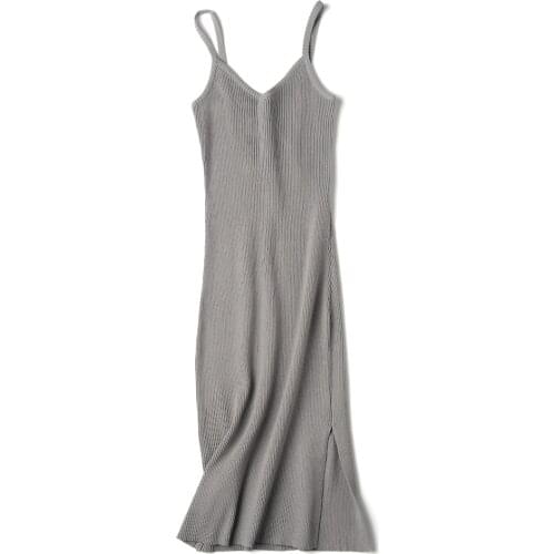 Temperament Autumn Winter Woman Thick Knit Tank Dress Casual Sleeveless Sweater Dress Camisole Female V-neck Sexy Sweater dress