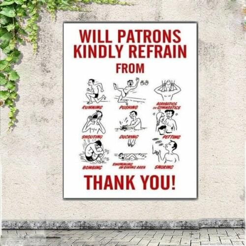 Swimming Pool Rules Refr Retro Metal 20X30 Tin Sign Poster Plaque Garage Wall Large