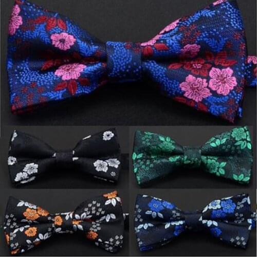 Ricnais New Design Luxury Floral Bow Tie For Men Silk Pajaritas Hombre Quality Red Bowties Suit Wedding Party Male Neckwear