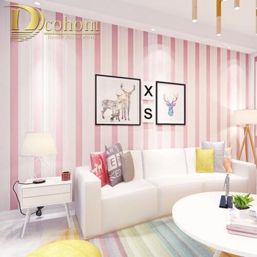 Pink Blue Beige Cream white Stripes Wallpaper for Kids Room Baby Girls Boy Bedroom Decor Wallpapers tv Backdrop Wall Papers Roll