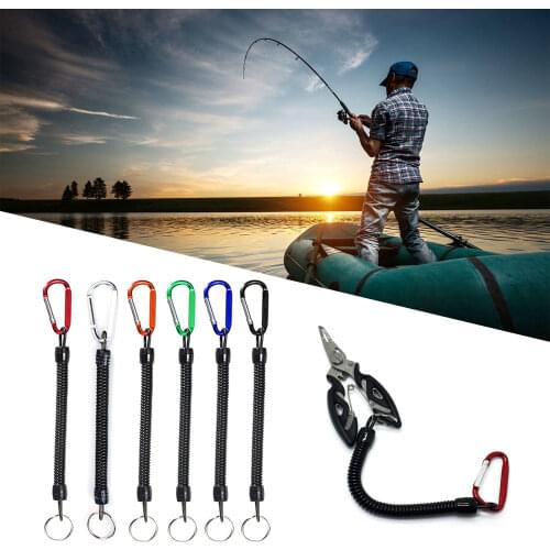 Fishing Retention Rope TPU Telescopic Guard Spring Rope Lure Pliers Thread Cutter Anti-lost Fishing Accessories With Carabiner