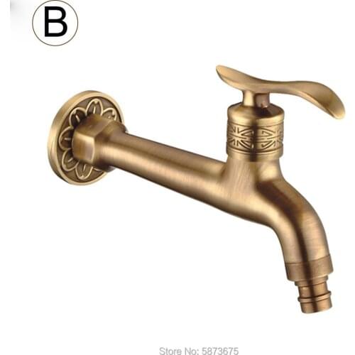 Garden two faucet antique brass veneer wall-mounted washing machine faucet wall-mounted antique dragon engraving brass retro sma