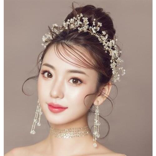 Wedding Bride Headwear Accessory Fashion Headdress Bridesmaid Headband Ornaments Earrings Lady Hair Belt Handmade