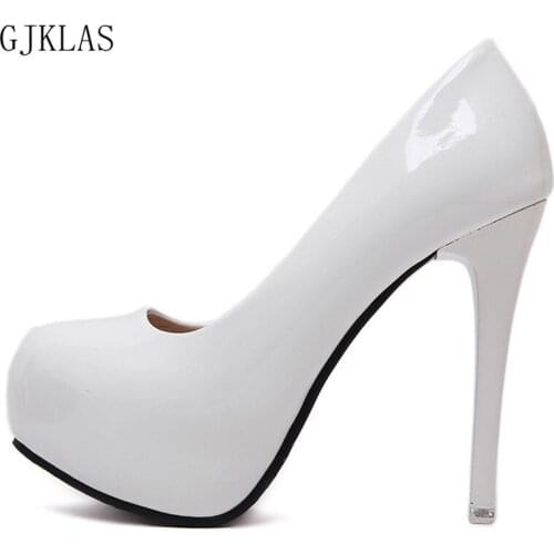High Heels Platform Pumps Women Shoes Patent Leather Stiletto Heels Fashion Cosy Dress Woman Office Heels Black White Shoes