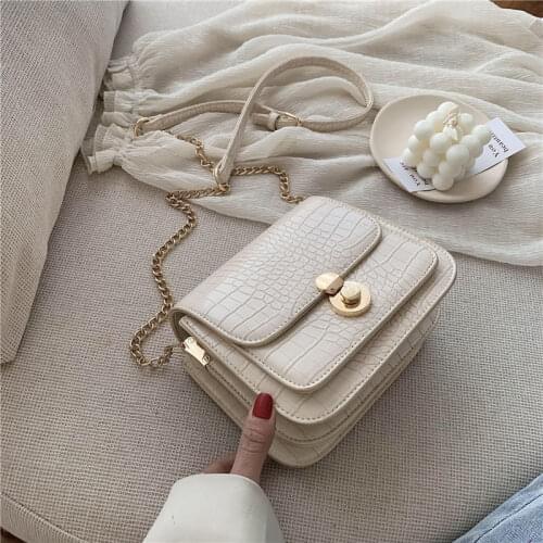 Bag Ladies 100% simple texture 2021 new cross-body chain one-shoulder fashion tofu small square bag