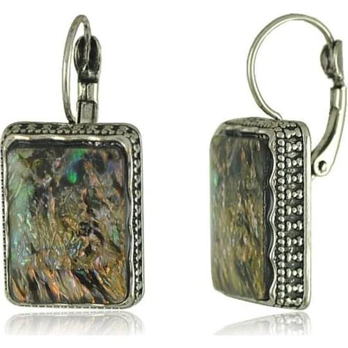 CiNily Natural Abalone Shell Silver Plated Retro Wholesale New Style Fashion for Women Jewelry Lip Earrings 1 1/4" NH213