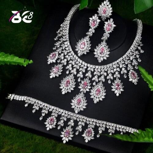 Be 8 Brilliant crystal AAA CZ Queen Women Jewelrt Sets Bridal Fashion Jewelry Wedding Party Necklace Set parure bijoux femmeS071