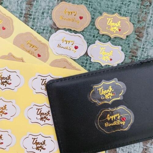 120pcs Cloud shaped tricolor polygonal Thank you sticker Gift Packaging Happy Birthday seal sticker for handmade DIY Note Lable