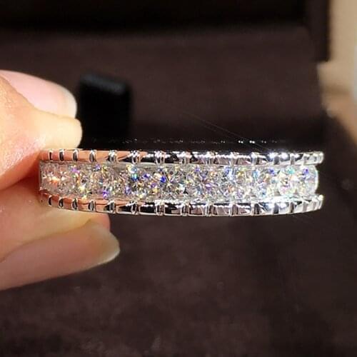 18K Au750 White Gold Men Ring Moissanite Round Diamonds Elegant Wedding Party Engagement Anniversary Ring Trendy Classic