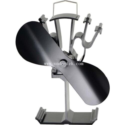 2 Blades Heat Powered Stove Fan for Wood / Log Burner/Fireplace - Eco Friendly(Black)