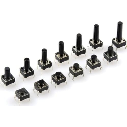 20PCS 4Pin 6*6 Micro Tact Push Button Switches DIP 6x6x4.3/5/6/7/8/9/10/11/12/13/14/15 MM 4.3mm 5mm 6mm 7mm 8mm 9mm 10mm 11mm