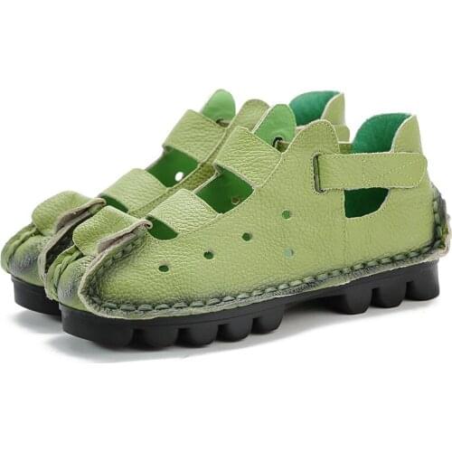 2021 Hand-stitched Non-slip Flat Sandals Summer Womans Sandals Large Size Genuine Leather Sandals Fashion Casual Shoes Sandals