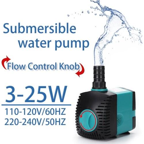 3/6/10/15/25W Ultra-Quiet Submersible Water Fountain Pump Filter Fish Pond Aquarium Water Pump Tank Fountain