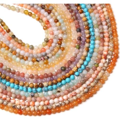 4mm Small Size mini natural crystal jades agates jaspers stone beads Loose Round gem stone bead for jewelry making ring earring
