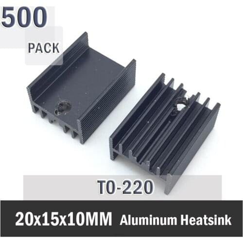 500Pcs Gdstime 20x15x10mm Black Aluminium TO-220 Heatsink Transistor Radiator TO220 Cooler Cooling 20mm x 15mm x 10mm
