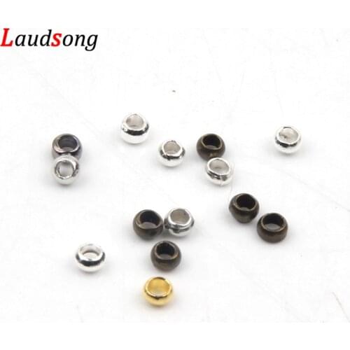 500pcs/lot Gold Rhodium Ball Crimp End Beads Dia 2 2.5 3 mm Stopper Spacer Beads For Diy Jewelry Making Findings Accessories