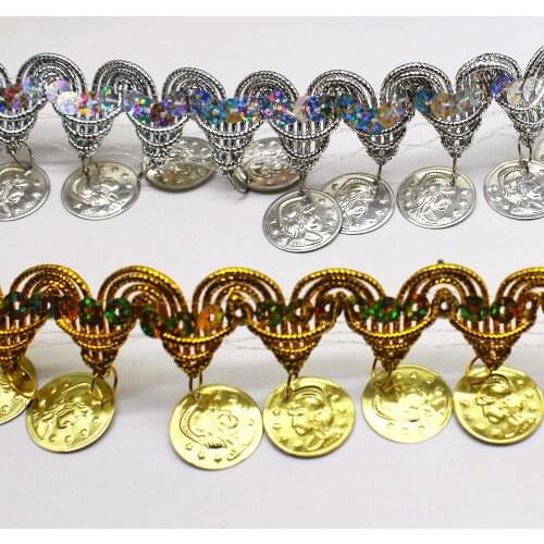 YACKALASI 10 Yds Metal Sequined Fringe Lace Gold Silver Braided Band Trims Cosplay Costumes Appliqued Sewing Appare 4.5CM