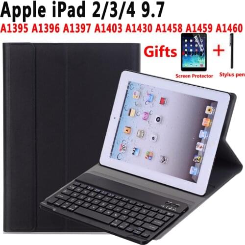 Keyboard Case For Apple iPad 2 3 4 iPad2 iPad 3 iPad 4 9.7 A1395 A1396 A1403 A1416 A1430 A1458 A1460 Keyboard Cover +Film +Pen