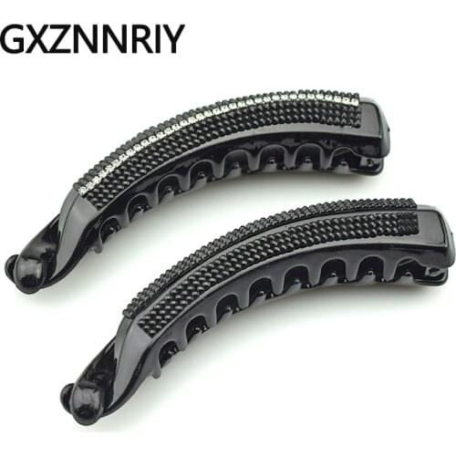 Black Hair Accessories for Women Rhinestone Banana Clips Barrettes Girls Hairpins Claw Headdress Female Hairclip Headwear Gifts